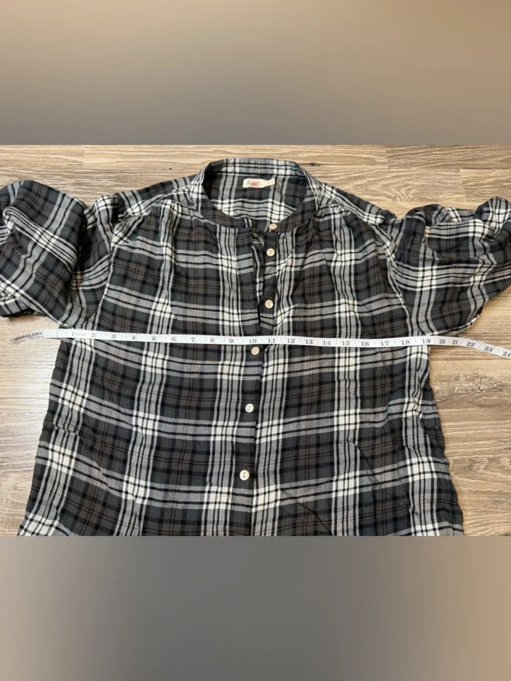 Faherty Drift Plaid Button-Up Shirt in Timberwood Plaid Size S Modal Linen - Picture 7 of 9
